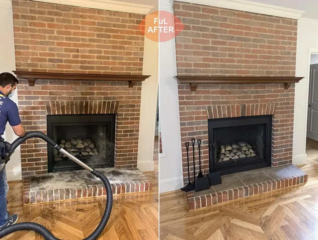 Huntington Beach Chimney Sweep carefully sanitizing a fireplace in Huntington Beach, CA