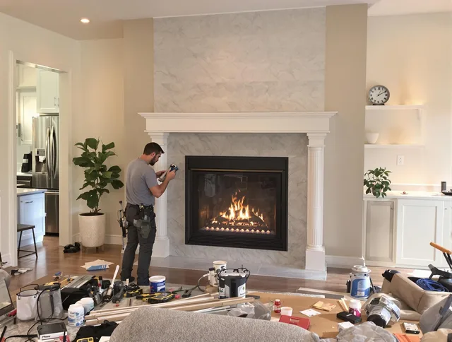 Newly installed fireplace by Huntington Beach Chimney Sweep in Huntington Beach, CA